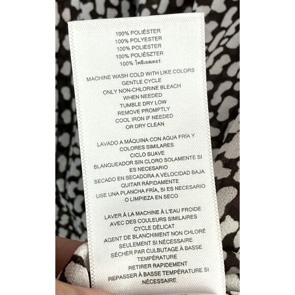 MICHAEL KORS Sheer‎ Blouse Tunic Brown/White Roll-Tab Sleeve Button Down NWT 1X - Picture 9 of 9